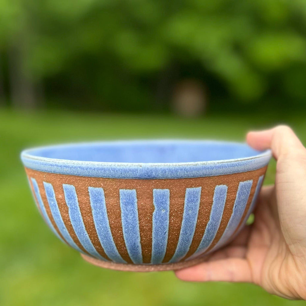 Funky Stripes Ramen Bowl in Blue: for Soups, Stews, Entree Salads, Serving Sides