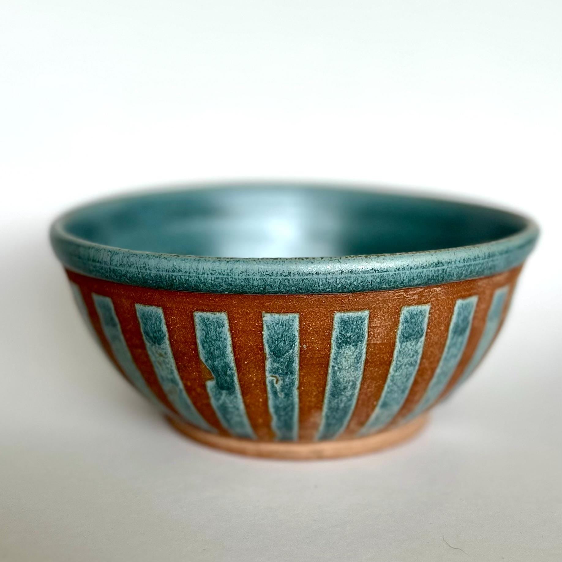 Funky Stripes Ramen Bowl in Blue-green: for Soups, Stews, Entree Salads, Serving Sides