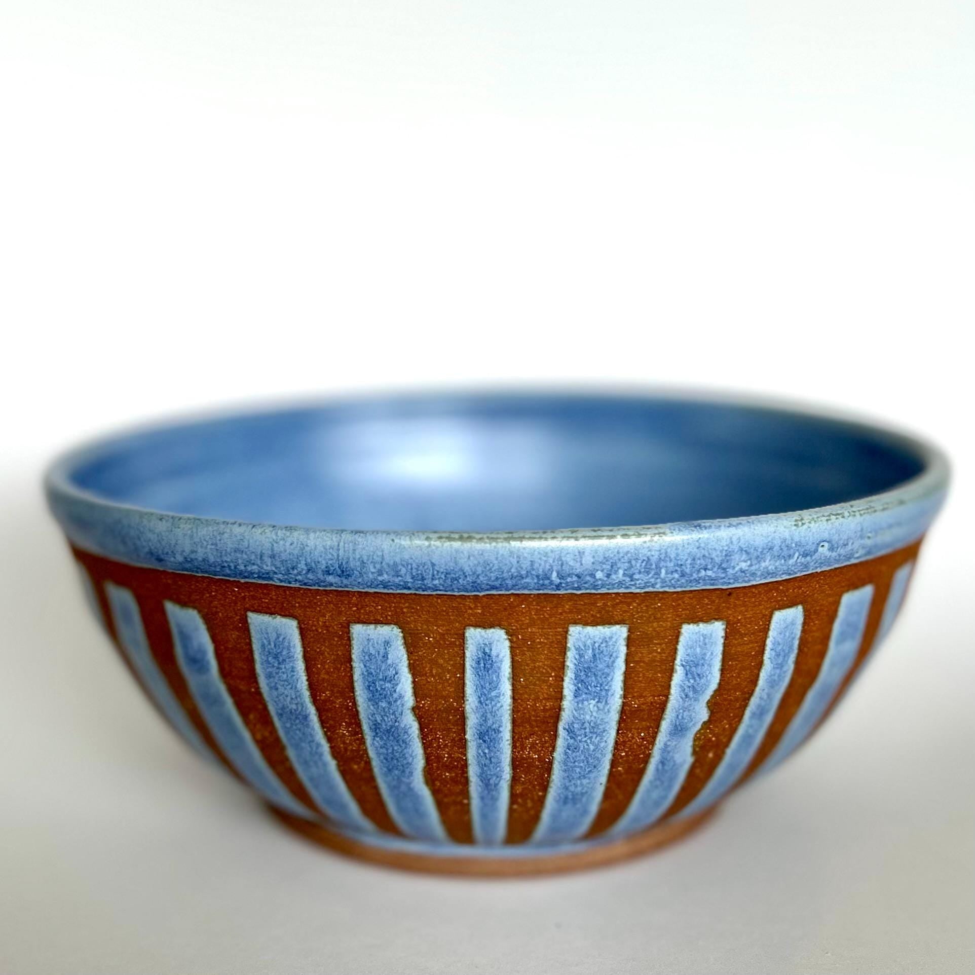 Funky Stripes Ramen Bowl in Blue: for Soups, Stews, Entree Salads, Serving Sides