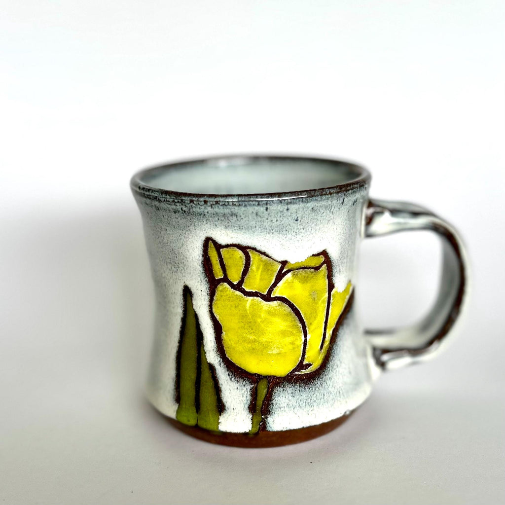 Handmade Tulip Mug with handle: demitasse small cup tea espresso